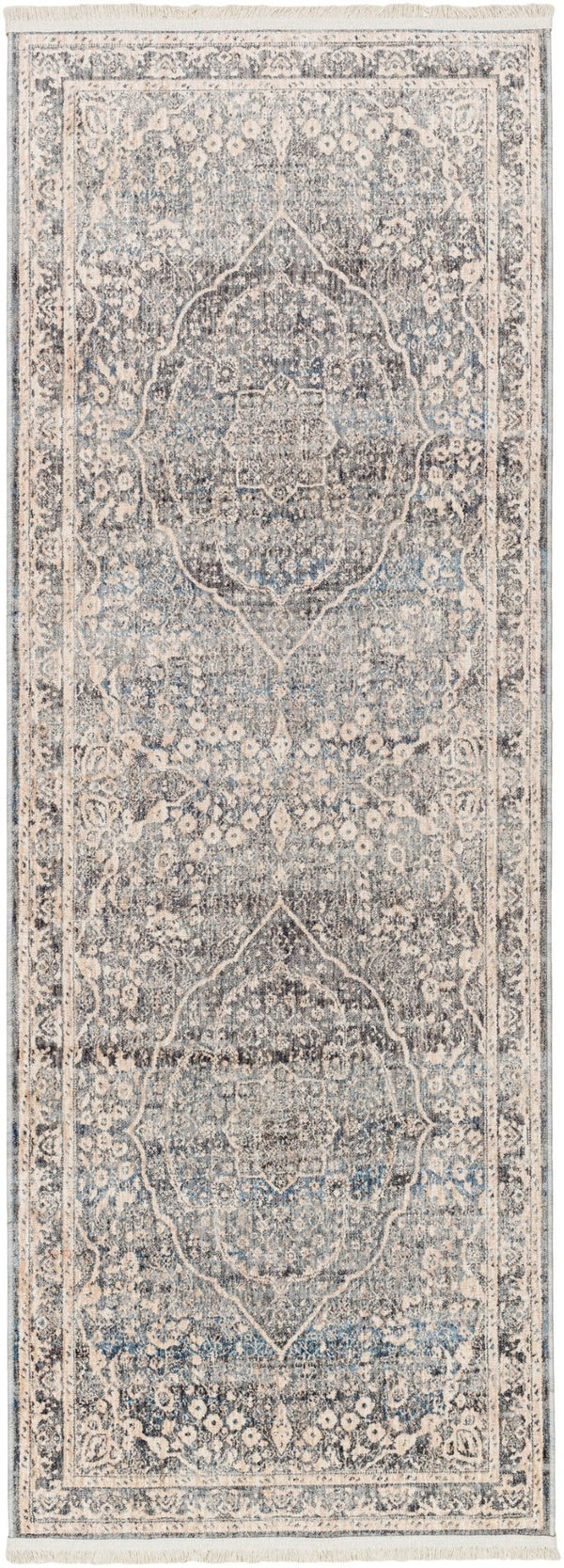 Livabliss Chicago Geometric Traditional Area Rug with Fringe Border for Large Living Spaces Slate, Charcoal 2'10" x 12' CHG2315-2101111