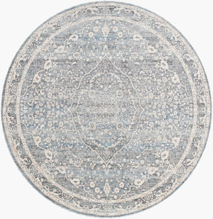 Livabliss Chicago Geometric Traditional Area Rug with Fringe Border for Large Living Spaces Slate, Charcoal 7'10" x 7'10" CHG2315-710RD