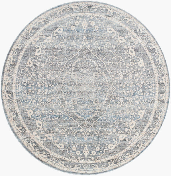 Livabliss Chicago Geometric Traditional Area Rug with Fringe Border for Large Living Spaces Slate, Charcoal 7'10" x 7'10" CHG2315-710RD