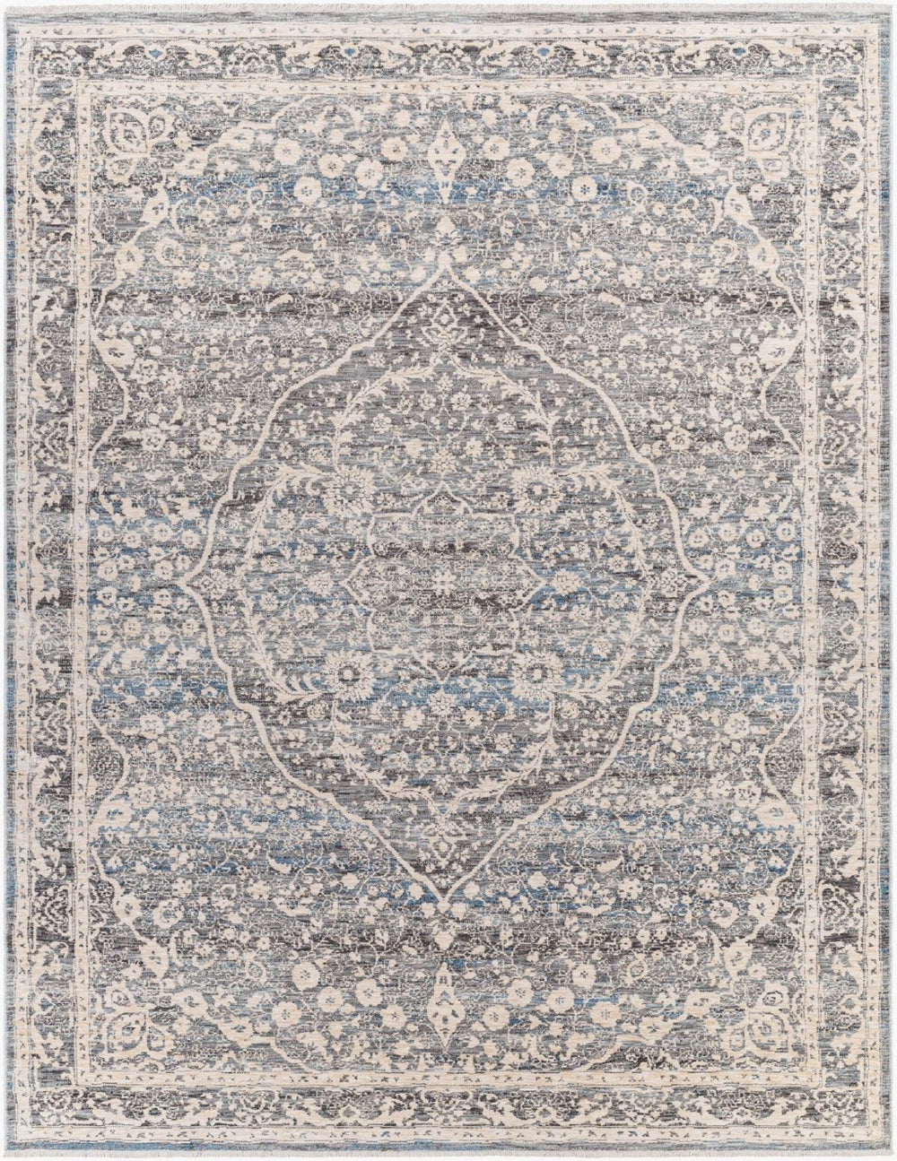 Livabliss Chicago Geometric Traditional Area Rug with Fringe Border for Large Living Spaces Slate, Charcoal 8'10" x 12'8" CHG2315-810127