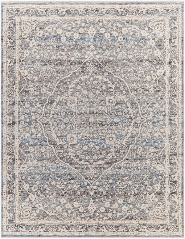 Livabliss Chicago Geometric Traditional Area Rug with Fringe Border for Large Living Spaces Slate, Charcoal 8'10" x 12'8" CHG2315-810127