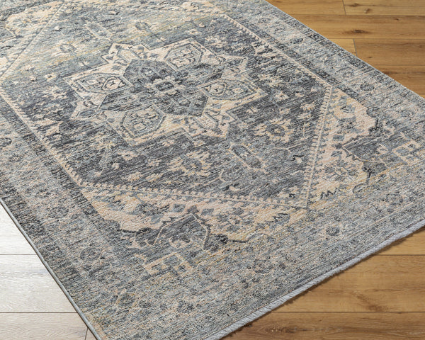 Chicago CHG-2316 8'10" x 12'8" Machine Woven Rug CHG2316-810127  Charcoal, Slate, Black, Light Beige, Blue Surya