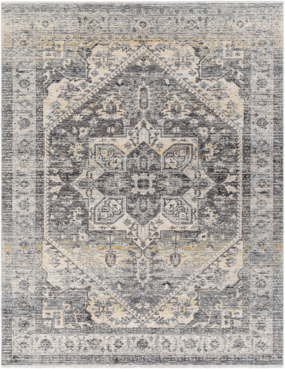 Chicago CHG-2316 8'10" x 12'8" Machine Woven Rug CHG2316-810127  Charcoal, Slate, Black, Light Beige, Blue Surya