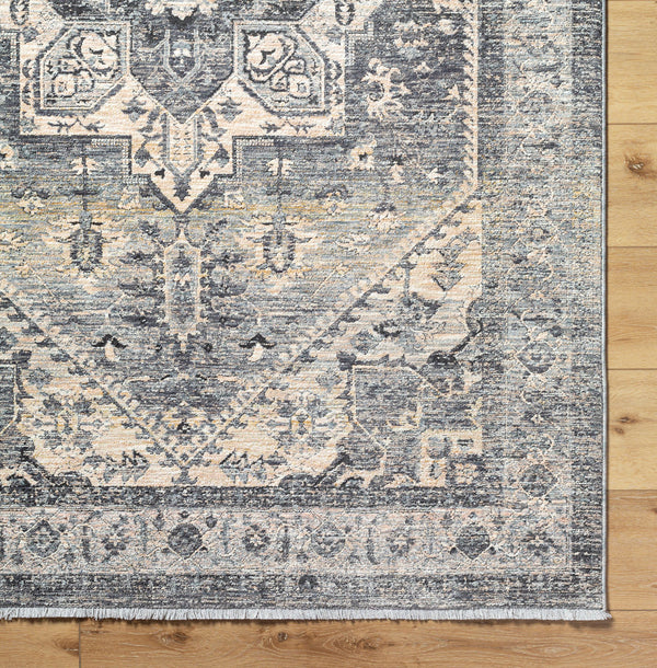 Chicago CHG-2316 8'10" x 12'8" Machine Woven Rug CHG2316-810127  Charcoal, Slate, Black, Light Beige, Blue Surya