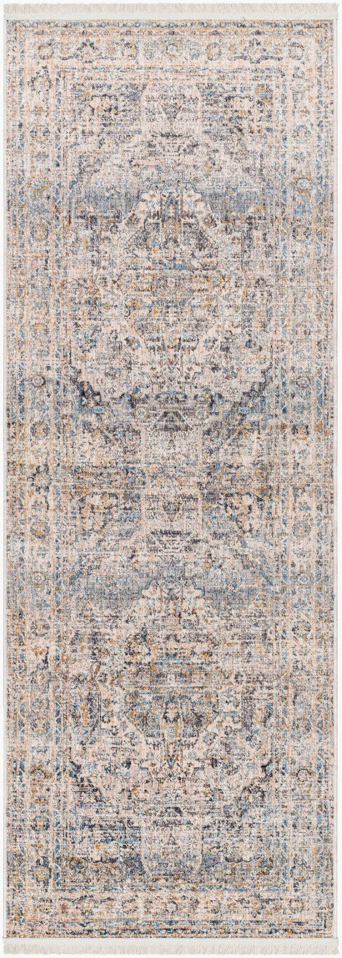Livabliss Chicago Collection Machine Woven Polyester Runner Rug with Fringe Geometric Pattern Slate, Charcoal 2'10" x 8' CHG2317-2108