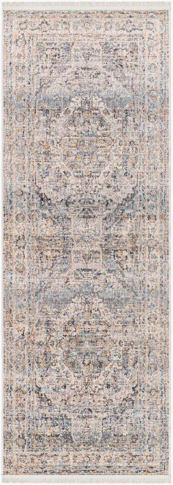 Livabliss Chicago Collection Machine Woven Polyester Runner Rug with Fringe Geometric Pattern Slate, Charcoal 2'10" x 8' CHG2317-2108