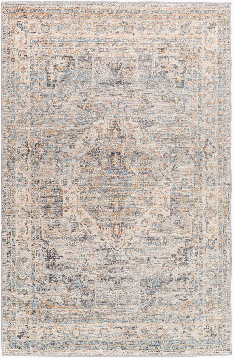 Chicago CHG-2317 8'10" x 12'8" Machine Woven Rug CHG2317-810127  Slate, Charcoal, Light Beige, Blue, Mustard Surya