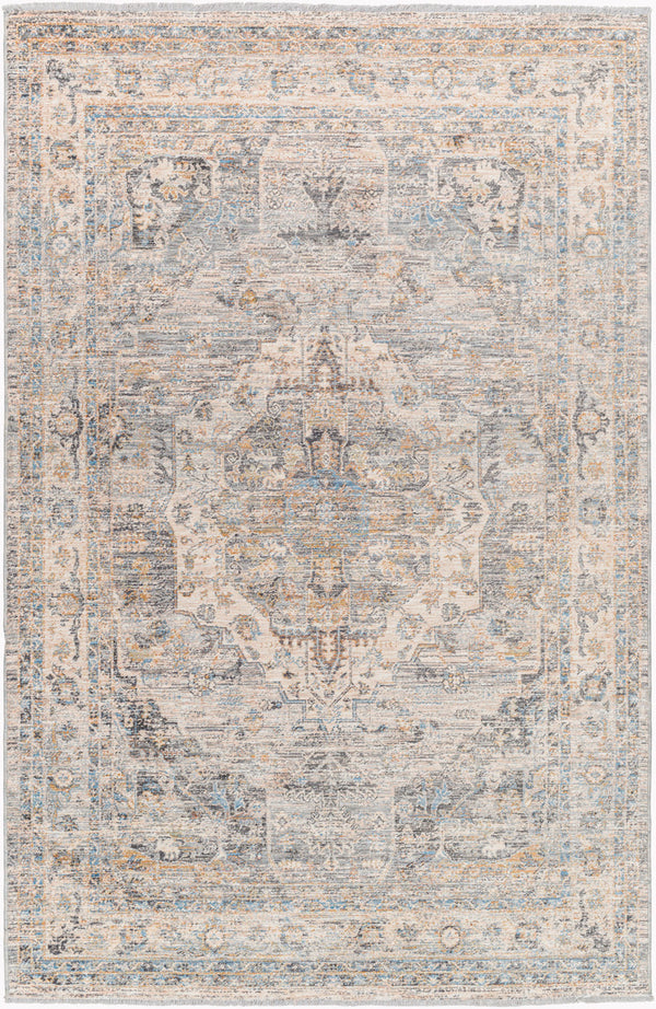 Chicago CHG-2317 8'10" x 12'8" Machine Woven Rug CHG2317-810127  Slate, Charcoal, Light Beige, Blue, Mustard Surya