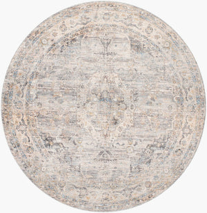 Livabliss Chicago Collection Machine Woven Polyester Runner Rug with Fringe Geometric Pattern Slate, Charcoal 7'10" x 7'10" CHG2317-710RD
