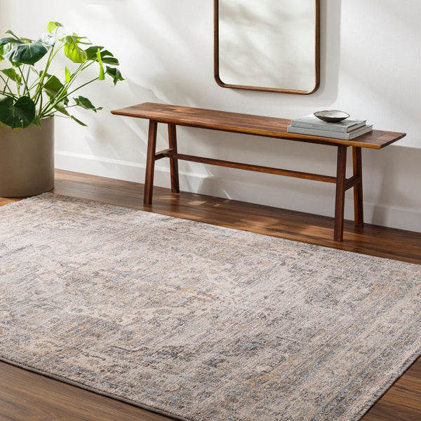 Livabliss Chicago Collection Machine Woven Polyester Runner Rug with Fringe Geometric Pattern Slate, Charcoal 7'10" x 7'10" CHG2317-710RD