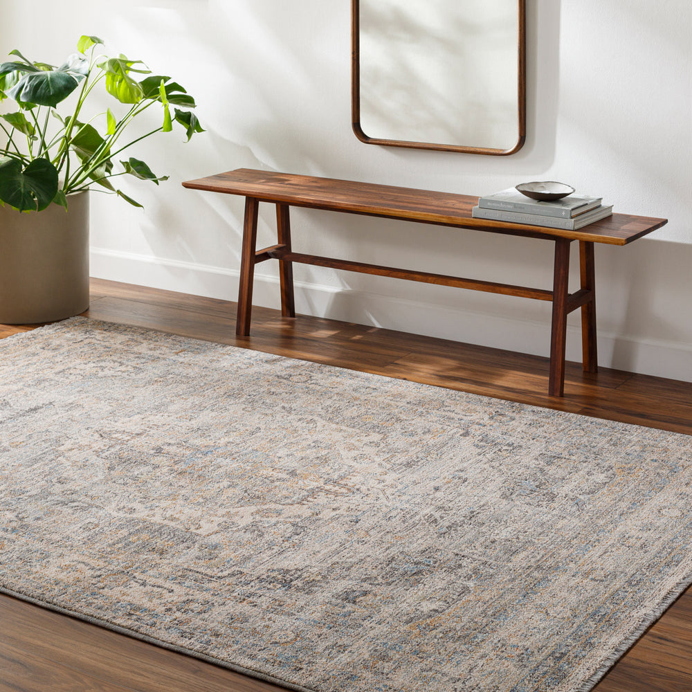 Chicago CHG-2317 8'10" x 12'8" Machine Woven Rug CHG2317-810127  Slate, Charcoal, Light Beige, Blue, Mustard Surya