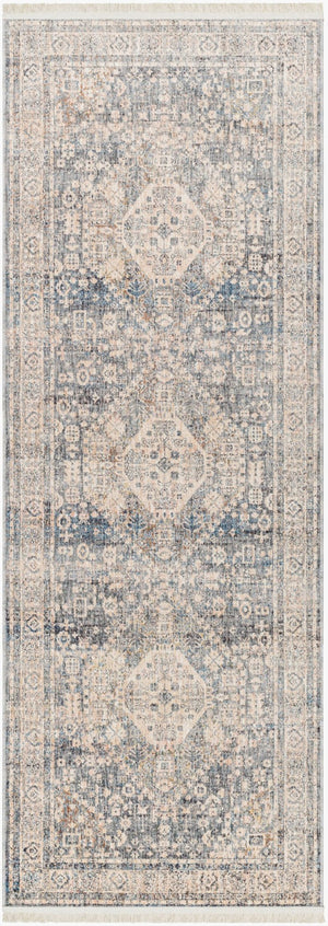 Livabliss Chicago Fringe Runner Rug Woven Polyester Traditional Hallway Entryway Low Pile Slate, Light Be 2'10" x 8' CHG2318-2108