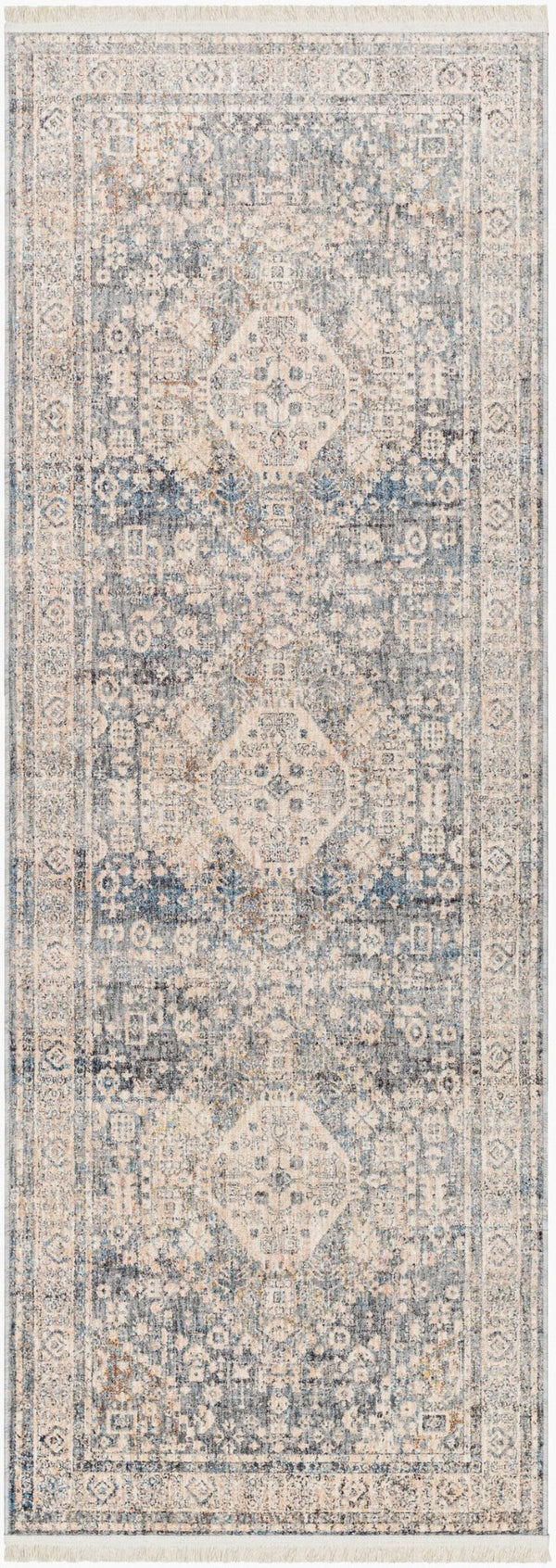 Livabliss Chicago Fringe Runner Rug Woven Polyester Traditional Hallway Entryway Low Pile Slate, Light Be 2'10" x 8' CHG2318-2108