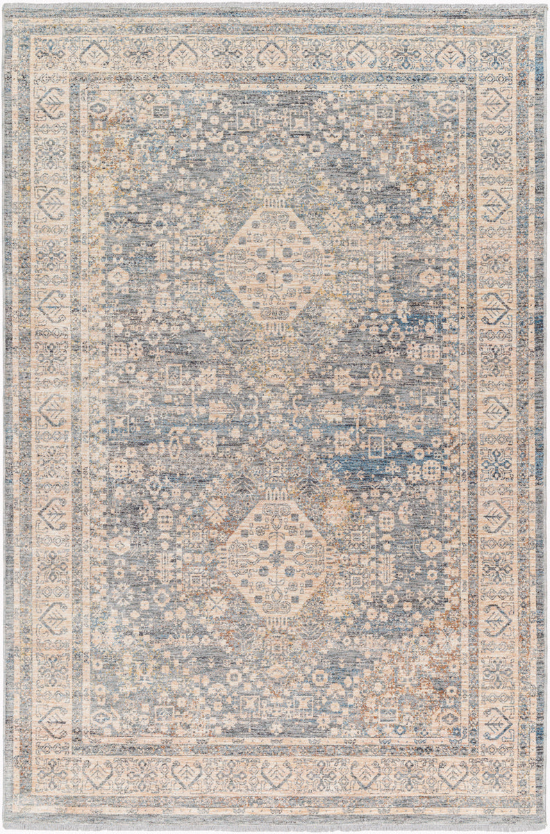 Chicago CHG-2318 8'10" x 12'8" Machine Woven Rug CHG2318-810127  Slate, Light Beige, Burnt Orange, Blue, Rust Surya