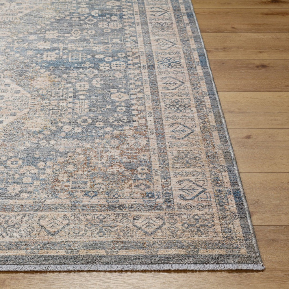 Livabliss Chicago Fringe Runner Rug Woven Polyester Traditional Hallway Entryway Low Pile Slate, Light Be 6'7" x 6'7" CHG2318-67RD