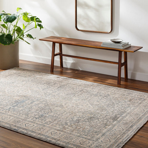 Livabliss Chicago Fringe Runner Rug Woven Polyester Traditional Hallway Entryway Low Pile Slate, Light Be 6'7" x 6'7" CHG2318-67RD