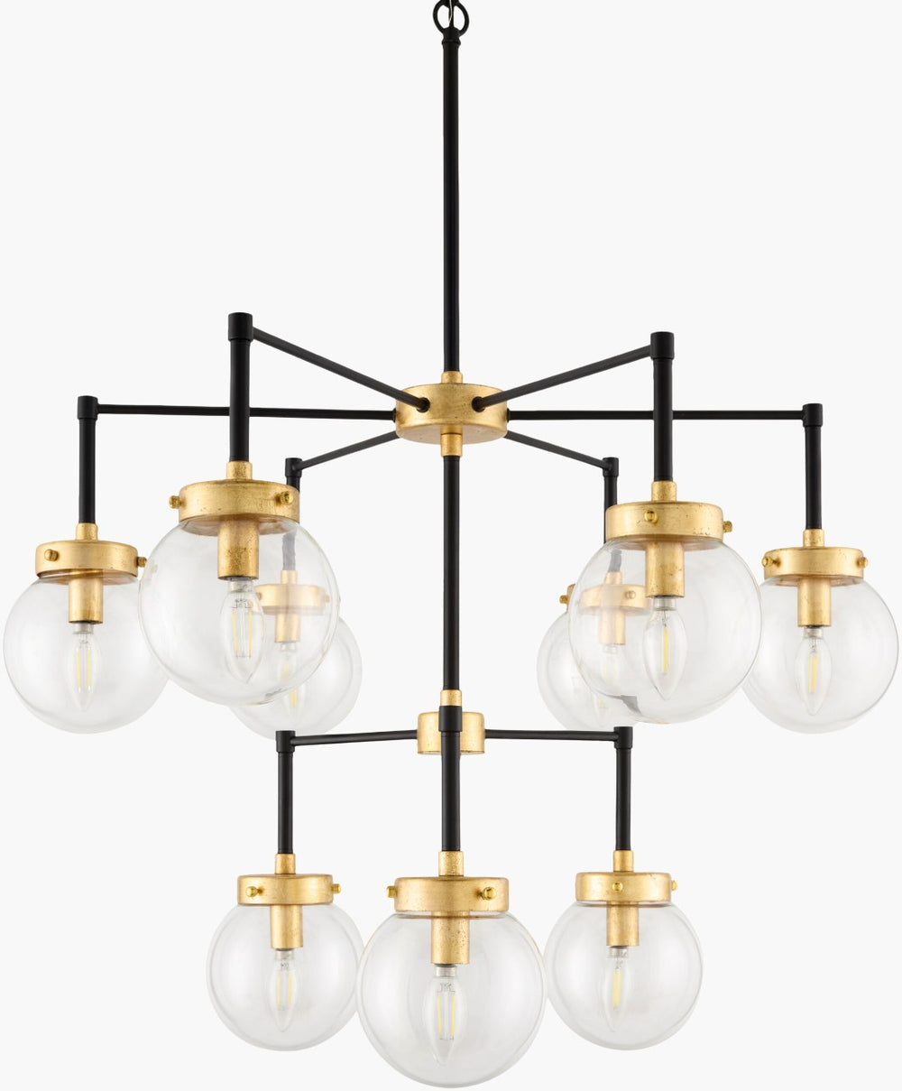 Livabliss Chinon Art Deco Iron Glass Chandelier Linear Fixture for Dining Entryway Spaces CHI-002