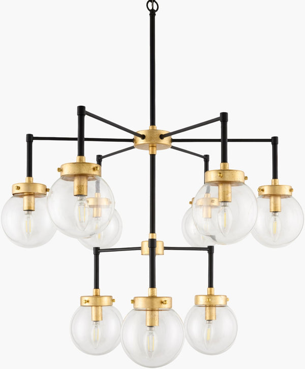 Livabliss Chinon Art Deco Iron Glass Chandelier Linear Fixture for Dining Entryway Spaces CHI-002