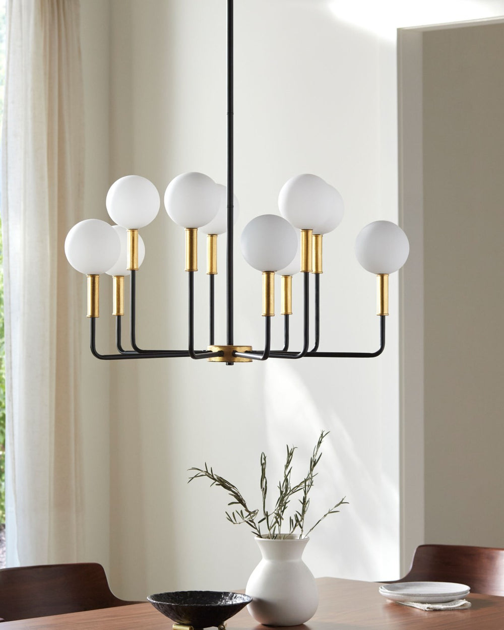 Surya Chinon Geometric Iron Frame Art Deco Chandelier with Glass Shades for Dining Rooms CHI-001