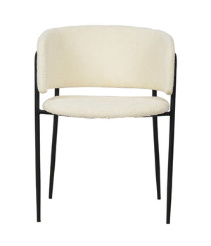 VIG Furniture Chilton Off-White Dining Chairs Set Of 2 — Scandinavian Modern Plush Textured Seats, Black Metal Legs VGFH-0129152-WB-DC