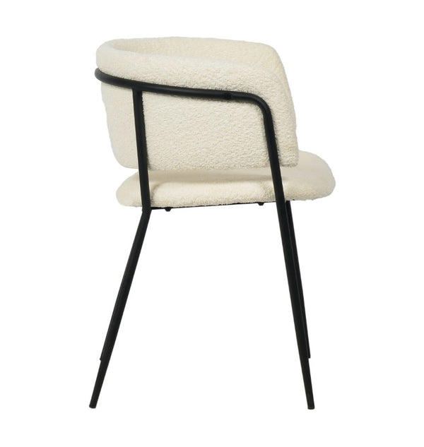 VIG Furniture Chilton Off-White Dining Chairs Set Of 2 — Scandinavian Modern Plush Textured Seats, Black Metal Legs VGFH-0129152-WB-DC