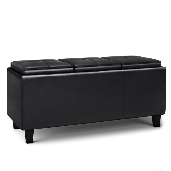 English Elm Avalon - Stylish Midnight Black Storage Ottoman With Lift-Up Lids And Versatile Serving Tray Feature B136P158249