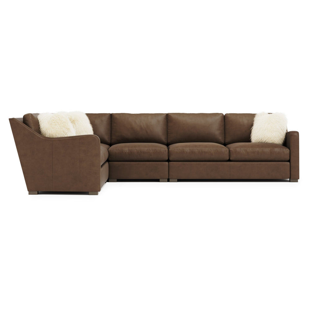 Bernhardt Ventura Leather Sectional Sofa - Modern Elegance With Deep Comfort & Stylish Curves For Any Living Space Brown Leather K2032