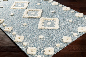 Surya Cherokee Handmade 2'6" X 8' High Pile Wool Rug - Global Inspired Elegance For Eclectic Home Décor Dark Blue Wool Chk2301-912