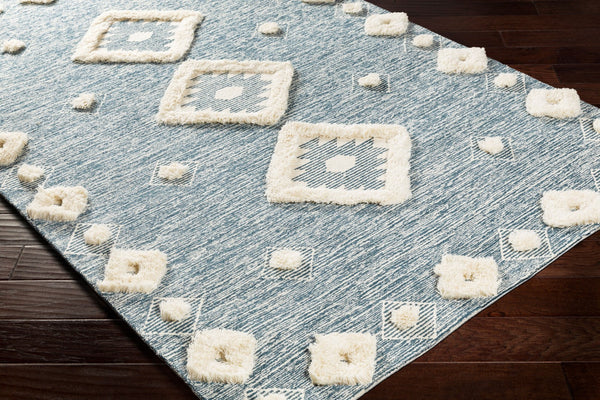 Surya Cherokee Handmade 2'6" X 8' High Pile Wool Rug - Global Inspired Elegance For Eclectic Home Décor Dark Blue Wool Chk2301-912