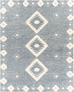 Surya Cherokee Handmade 2'6" X 8' High Pile Wool Rug - Global Inspired Elegance For Eclectic Home Décor Dark Blue Wool Chk2301-912