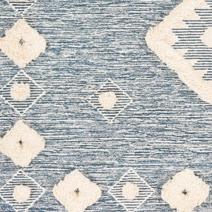 Surya Cherokee Handmade 2'6" X 8' High Pile Wool Rug - Global Inspired Elegance For Eclectic Home Décor Dark Blue Wool Chk2301-912