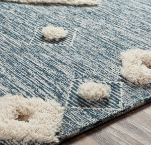 Surya Cherokee Handmade 2'6" X 8' High Pile Wool Rug - Global Inspired Elegance For Eclectic Home Décor Dark Blue Wool Chk2301-912