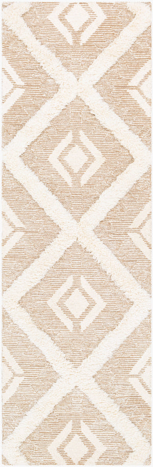 Surya Cherokee Handmade 2'6" X 8' High Pile Wool Rug - Global Inspired Elegance For Eclectic Home Décor Light Brown Wool Chk2304-268