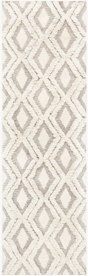 Livabliss Cherokee Hand Tufted Wool Area Rug Plush Moroccan Geometric for Living Room Brown, Cream 2'6" x 8' CHK2305-268