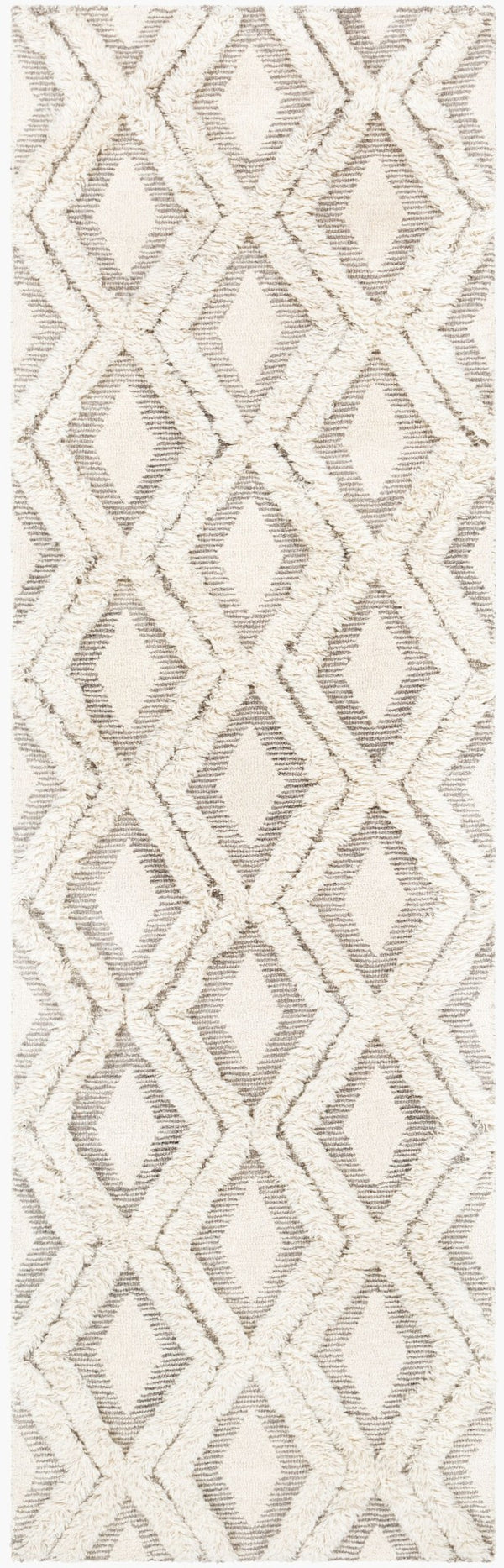 Livabliss Cherokee Hand Tufted Wool Area Rug Plush Moroccan Geometric for Living Room Brown, Cream 2'6" x 8' CHK2305-268