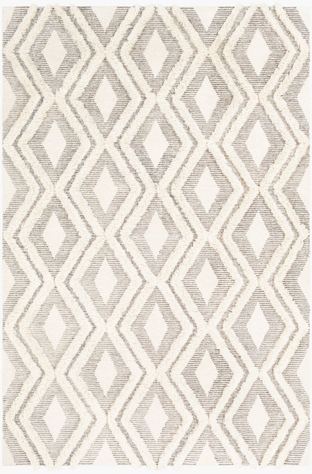 Livabliss Cherokee Hand Tufted Wool Area Rug Plush Moroccan Geometric for Living Room Brown, Cream 6' x 9' CHK2305-69