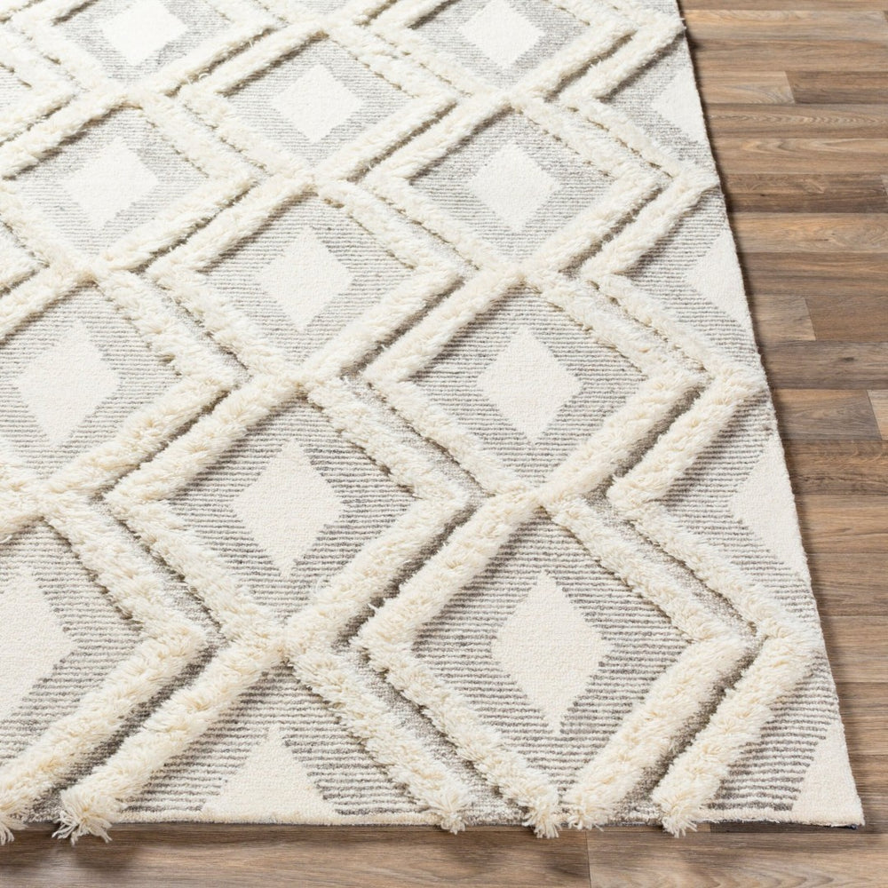 Livabliss Cherokee Hand Tufted Wool Area Rug Plush Moroccan Geometric for Living Room Brown, Cream 6' x 9' CHK2305-69