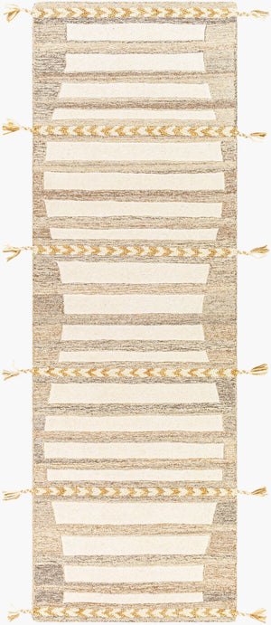 Surya Cherokee Handmade 2'6" X 8' High Pile Wool Rug - Global Inspired Elegance For Eclectic Home Décor Tan Wool Chk2307-268