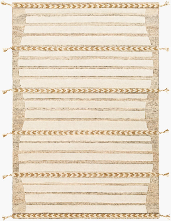 Surya Cherokee Handmade 2'6" X 8' High Pile Wool Rug - Global Inspired Elegance For Eclectic Home Décor Tan Wool Chk2307-35
