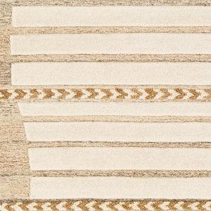 Surya Cherokee Handmade 2'6" X 8' High Pile Wool Rug - Global Inspired Elegance For Eclectic Home Décor Tan Wool Chk2307-268