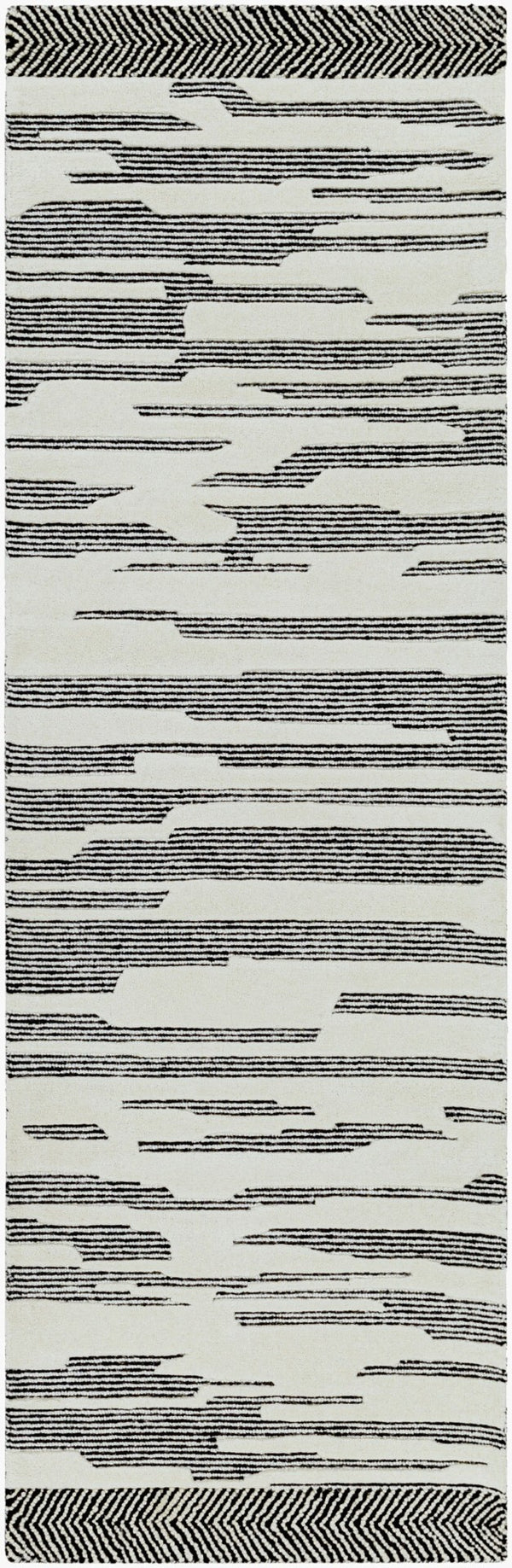 Livabliss Cherokee Hand Tufted Wool Accent Rug with High Low Pile for Bohemian Entryway Decor Black, Cream 2'6" x 8' CHK2308-268