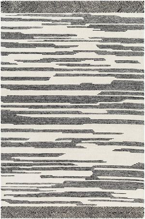 Livabliss Cherokee Hand Tufted Wool Accent Rug with High Low Pile for Bohemian Entryway Decor Black, Cream 2' x 3' CHK2308-23