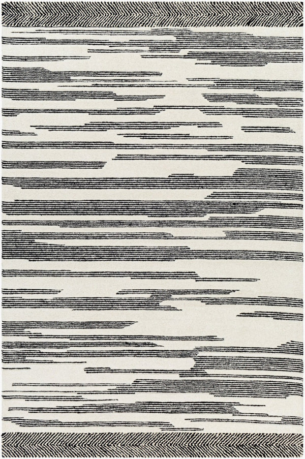 Livabliss Cherokee Hand Tufted Wool Accent Rug with High Low Pile for Bohemian Entryway Decor Black, Cream 2' x 3' CHK2308-23