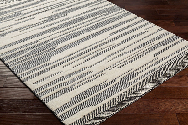 Livabliss Cherokee Hand Tufted Wool Accent Rug with High Low Pile for Bohemian Entryway Decor Black, Cream 2' x 3' CHK2308-23