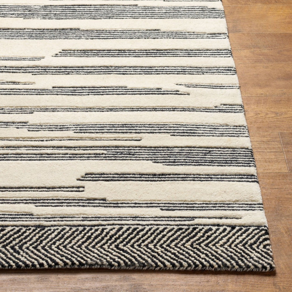 Livabliss Cherokee Hand Tufted Wool Accent Rug with High Low Pile for Bohemian Entryway Decor Black, Cream 2' x 3' CHK2308-23