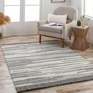 Livabliss Cherokee Hand Tufted Wool Accent Rug with High Low Pile for Bohemian Entryway Decor Black, Cream 2' x 3' CHK2308-23