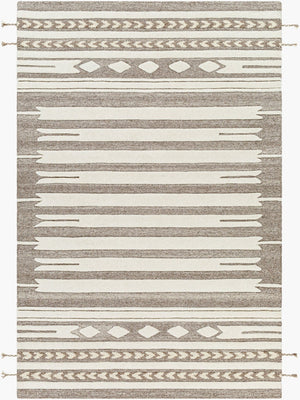 Livabliss Cherokee Handcrafted Wool Area Rug with High Low Pile and Fringe Bohemian Accent CHK2309-23