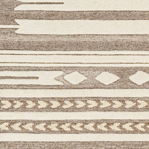 Livabliss Cherokee Handcrafted Wool Area Rug with High Low Pile and Fringe Bohemian Accent CHK2309-23