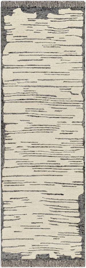 Livabliss Cherokee Hand Tufted Wool Runner Rug with Fringe Artisan Texture for Hallways Oatmeal, Charco 2'6" x 8' CHK2310-268