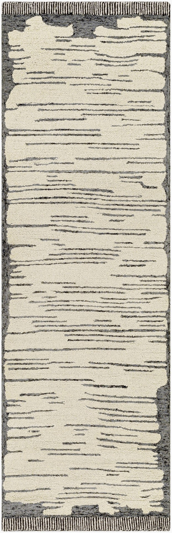 Livabliss Cherokee Hand Tufted Wool Runner Rug with Fringe Artisan Texture for Hallways Oatmeal, Charco 2'6" x 8' CHK2310-268